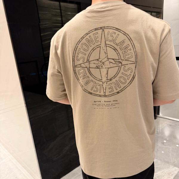 2026新作 STONE ISLAND ストーンアイランド コンパスバックプリント 半袖Tシャツ ガーメントダイ ルーズフィットTEE