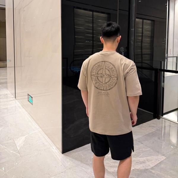 2026新作 STONE ISLAND ストーンアイランド コンパスバックプリント 半袖Tシャツ ガーメントダイ ルーズフィットTEE