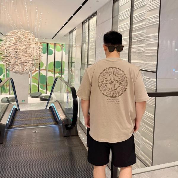 2026新作 STONE ISLAND ストーンアイランド コンパスバックプリント 半袖Tシャツ ガーメントダイ ルーズフィットTEE