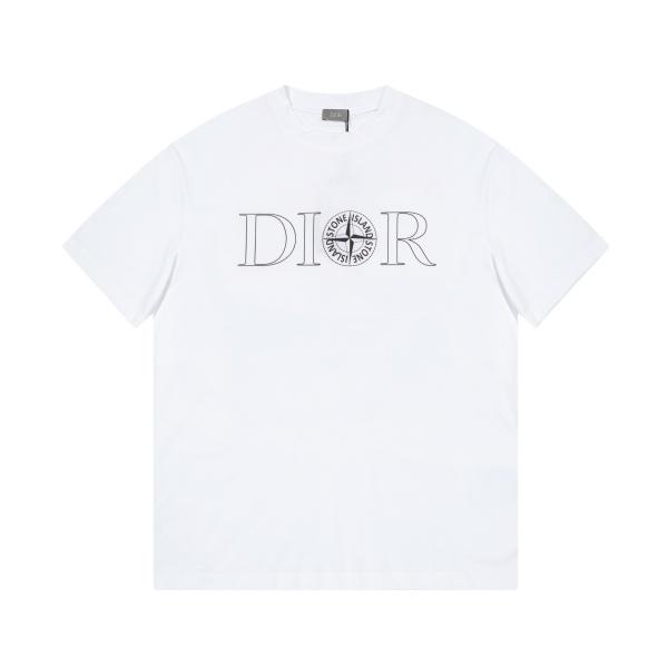 DIOR × STONE ISLAND ディオール ストーンアイランド コンパスロゴ 半袖Tシャツ フロントプリント コットンカットソー