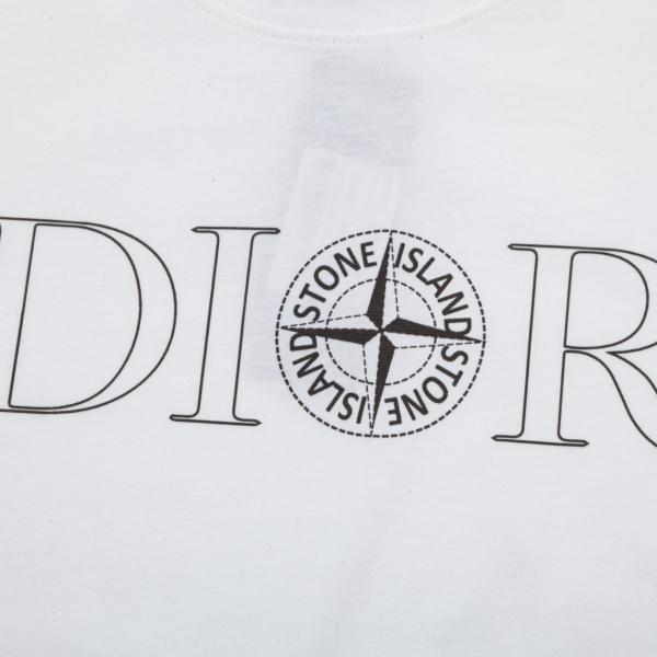 DIOR × STONE ISLAND ディオール ストーンアイランド コンパスロゴ 半袖Tシャツ フロントプリント コットンカットソー