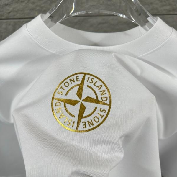STONE ISLAND ストーンアイランド ゴールドコンパス ロゴプリント 半袖Tシャツ ルーズシルエット コットンカットソー