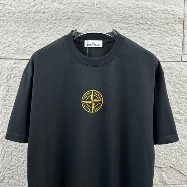 STONE ISLAND ストーンアイランド ゴールドコンパス ロゴプリント 半袖Tシャツ ルーズシルエット コットンカットソー