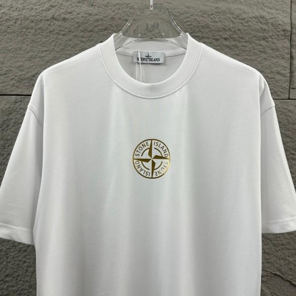 STONE ISLAND ストーンアイランド ゴールドコンパス ロゴプリント 半袖Tシャツ ルーズシルエット コットンカットソー