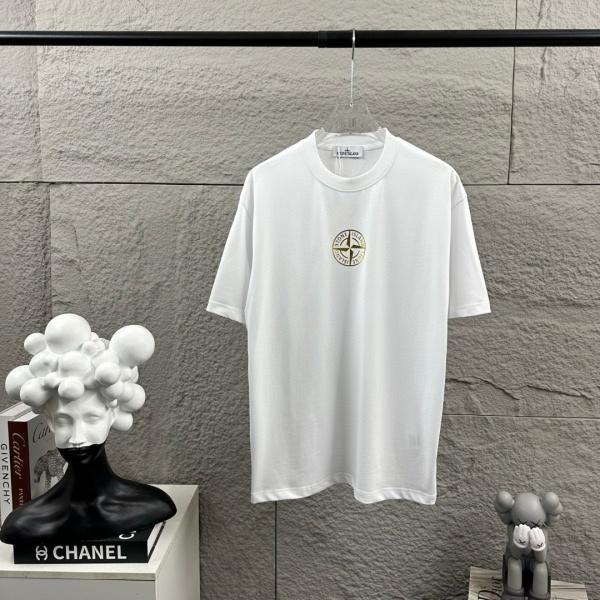 STONE ISLAND ストーンアイランド ゴールドコンパス ロゴプリント 半袖Tシャツ ルーズシルエット コットンカットソー