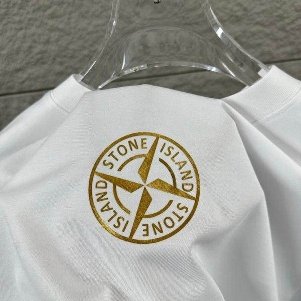STONE ISLAND ストーンアイランド ゴールドコンパス ロゴプリント 半袖Tシャツ ルーズシルエット コットンカットソー