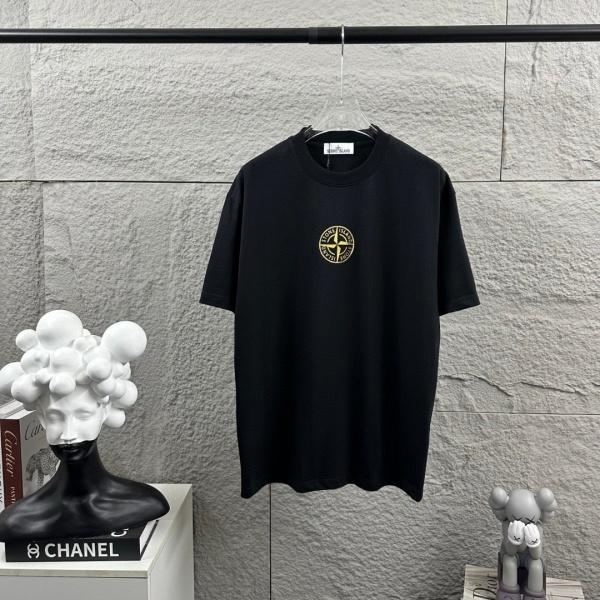 STONE ISLAND ストーンアイランド ゴールドコンパス ロゴプリント 半袖Tシャツ ルーズシルエット コットンカットソー