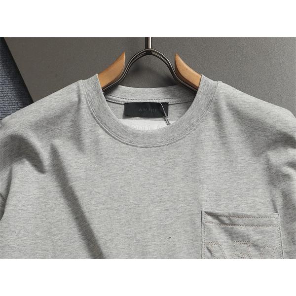 ロゴ刺繍 ポケットデザイン 半袖 AMIRI アミリ コピー Tシャツ ルーズフィット コットンカットソー
