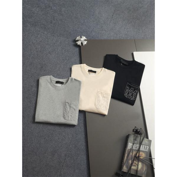 ロゴ刺繍 ポケットデザイン 半袖 AMIRI アミリ コピー Tシャツ ルーズフィット コットンカットソー