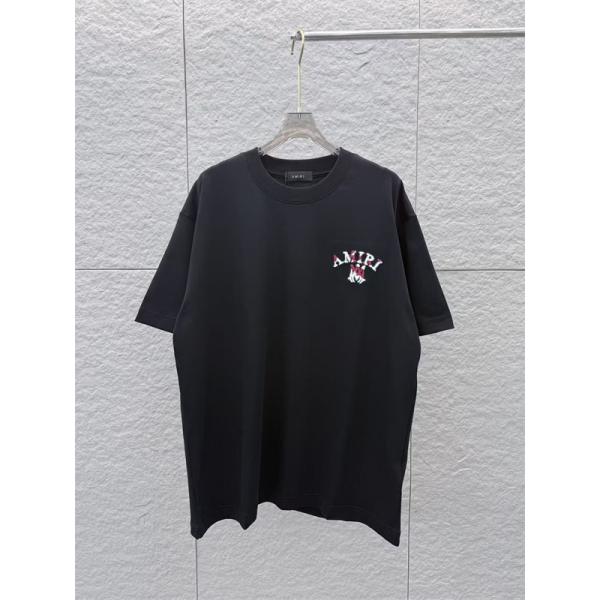 2026新作トレンドロゴ刺繍 半袖 クルーネック AMIRI アミリ コピー Tシャツ人気