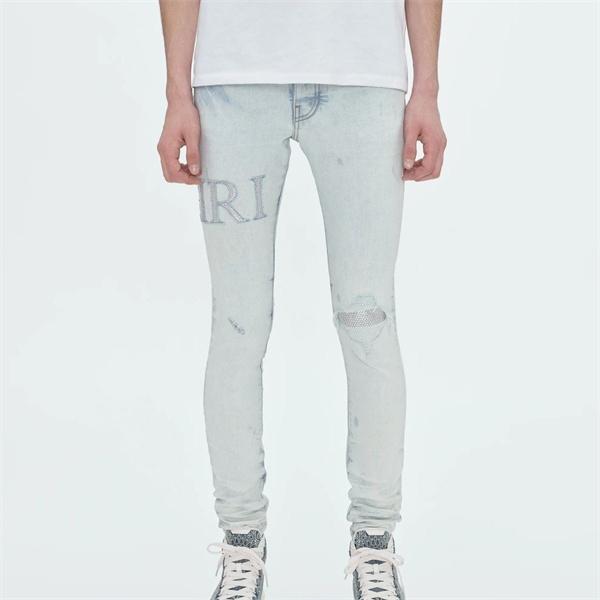 ダメージクラッシュデニム AMIRI アミリ コピー ジーンズ ビッグロゴ ワッペン加工 ヴィンテージウォッシュ 人気
