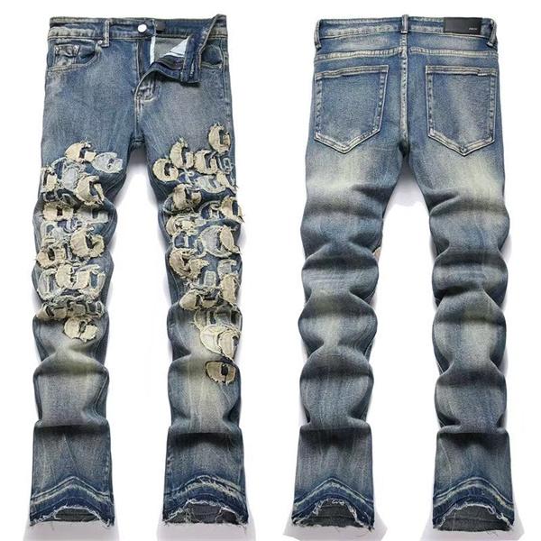 パイソン柄 ヴィンテージウォッシュ AMIRI アミリ コピー デニムパンツ 切替デザイン ストリート映え ラグジュアリー