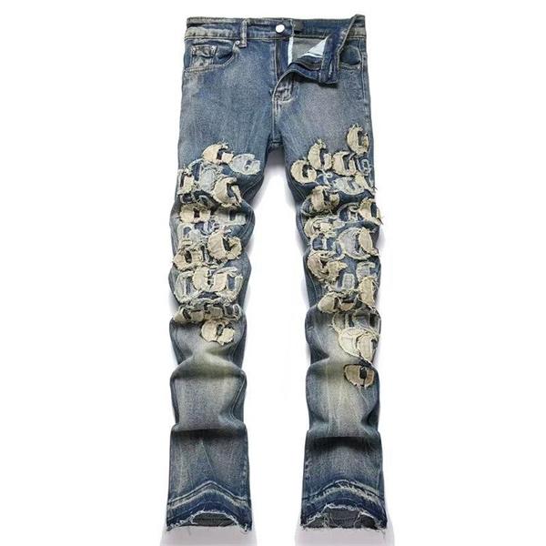 パイソン柄 ヴィンテージウォッシュ AMIRI アミリ コピー デニムパンツ 切替デザイン ストリート映え ラグジュアリー