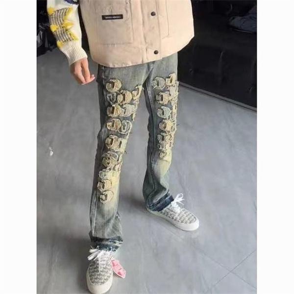 パイソン柄 ヴィンテージウォッシュ AMIRI アミリ コピー デニムパンツ 切替デザイン ストリート映え ラグジュアリー
