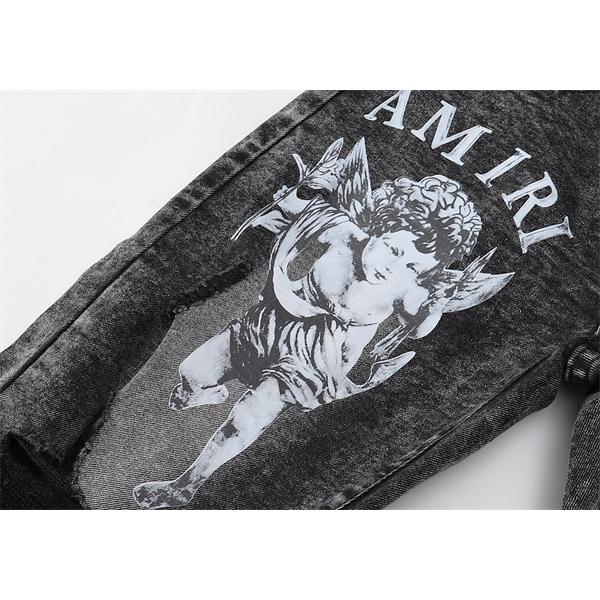 エンジェルプリント クラッシュ AMIRI アミリ コピー デニム ウォッシュ仕上げ スリムライン 圧倒的オーラ