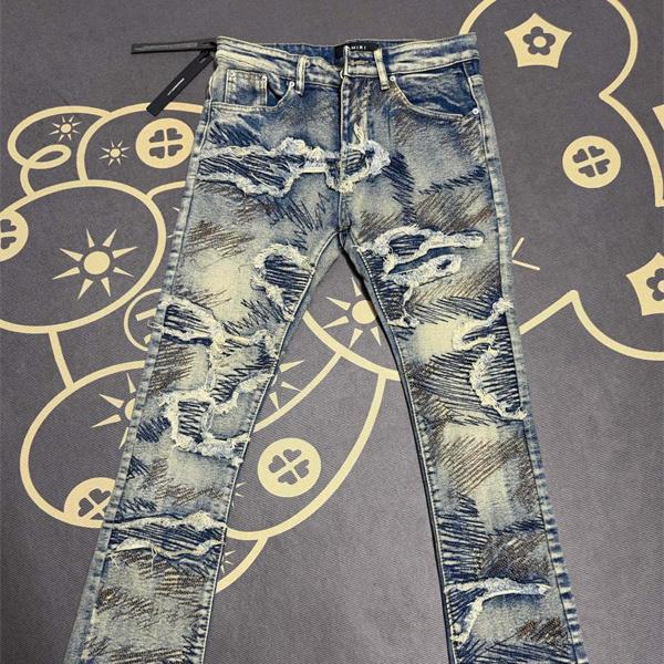 アートダメージ ヴィンテージウォッシュ AMIRI アミリ コピー デニム 2026人気 立体 シャープシルエット ハイセンス