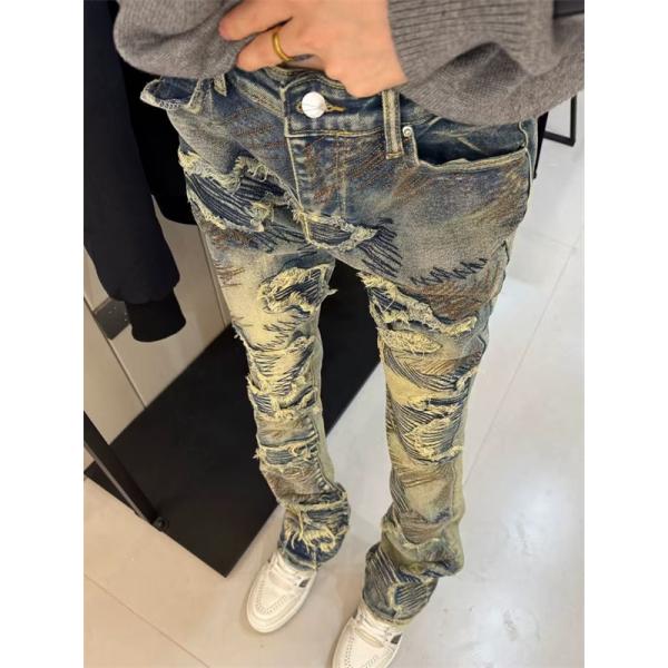 アートダメージ ヴィンテージウォッシュ AMIRI アミリ コピー デニム 2026人気 立体 シャープシルエット ハイセンス