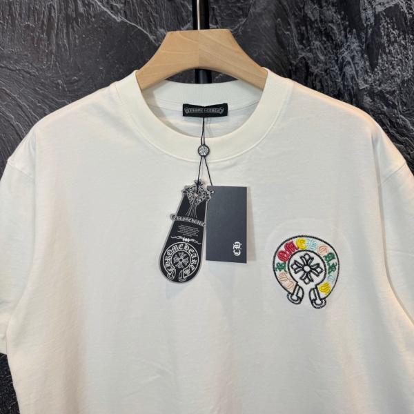 CHROME HEARTS クロムハーツ 2026新作 マルチカラークロス刺繍 バックビッグロゴ オーバーサイズ クルーネック 半袖Tシャツ メンズ レディース