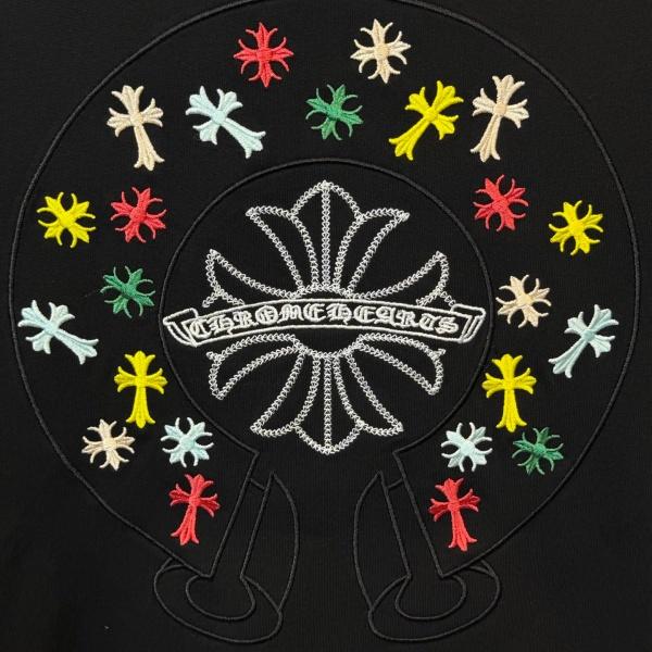 CHROME HEARTS クロムハーツ 2026新作 マルチカラークロス刺繍 バックビッグロゴ オーバーサイズ クルーネック 半袖Tシャツ メンズ レディース