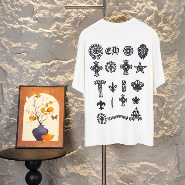 CHROME HEARTS クロムハーツ 2026限定 マルチモチーフバックプリント クルーネック 半袖Tシャツ クロスロゴ オーバーサイズ メンズ レディース
