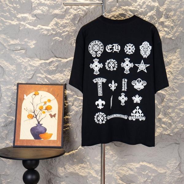 CHROME HEARTS クロムハーツ 2026限定 マルチモチーフバックプリント クルーネック 半袖Tシャツ クロスロゴ オーバーサイズ メンズ レディース