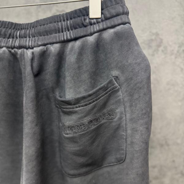 CHROME HEARTS クロムハーツ 2026ヴィンテージウォッシュ スウェットショーツ ダガー装飾 クロスパッチ 刺繍ロゴ ドローストリング ハーフパンツ メンズ