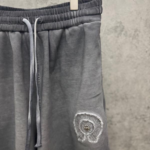 CHROME HEARTS クロムハーツ 2026ヴィンテージウォッシュ スウェットショーツ ダガー装飾 クロスパッチ 刺繍ロゴ ドローストリング ハーフパンツ メンズ