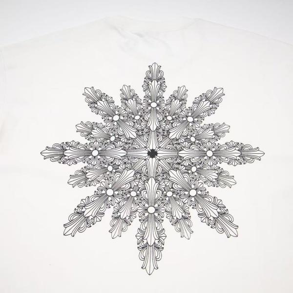 CHROME HEARTS クロムハーツ 2026限定 フローラルスノークロス バックプリント 半袖Tシャツ ラインアート 十字架ロゴ オーバーサイズ カットソー メンズ レディース