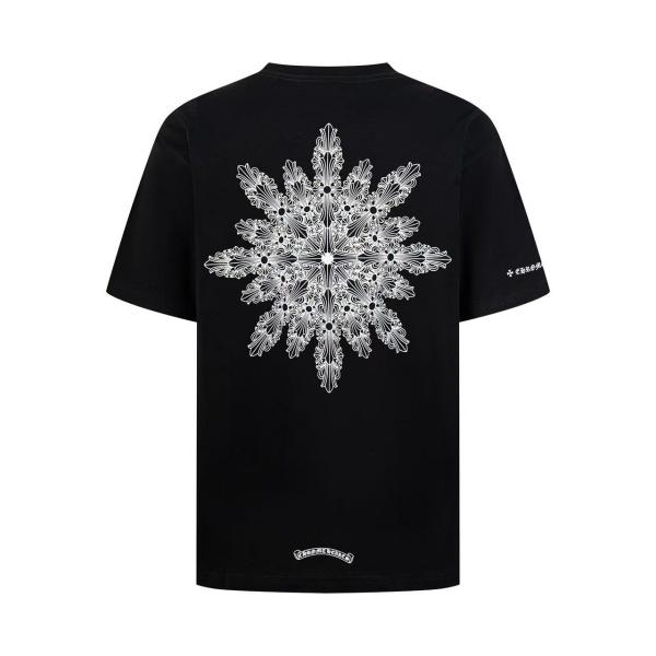 CHROME HEARTS クロムハーツ 2026限定 フローラルスノークロス バックプリント 半袖Tシャツ ラインアート 十字架ロゴ オーバーサイズ カットソー メンズ レディース