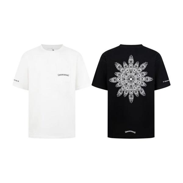 CHROME HEARTS クロムハーツ 2026限定 フローラルスノークロス バックプリント 半袖Tシャツ ラインアート 十字架ロゴ オーバーサイズ カットソー メンズ レディース