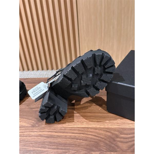 Prada 26ss プラダサンダルコピー 編み上げデザインのローマ厚底サンダル黒色上質9㎝高さ