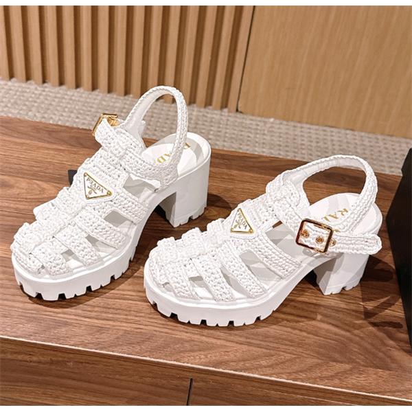 編み込みローマ厚底9㎝高さ Prada 26ss プラダサンダルレディースコピー 履き心地