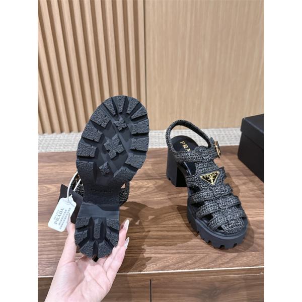 編み込みローマ厚底9㎝高さ Prada 26ss プラダサンダルレディースコピー 履き心地