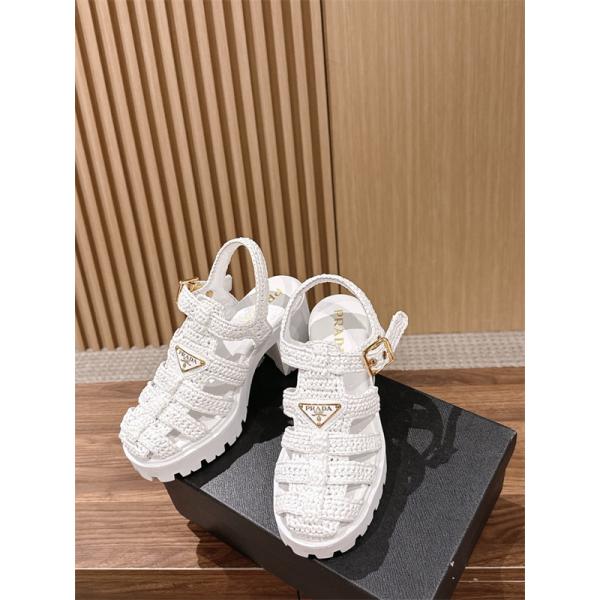 編み込みローマ厚底9㎝高さ Prada 26ss プラダサンダルレディースコピー 履き心地