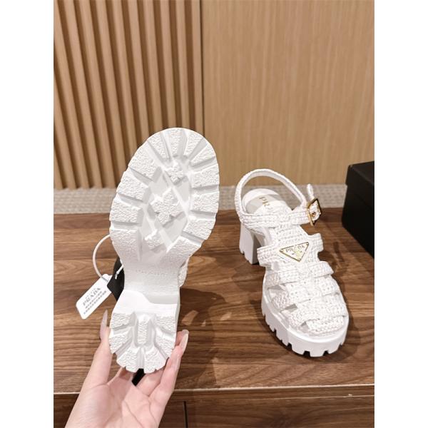 編み込みローマ厚底9㎝高さ Prada 26ss プラダサンダルレディースコピー 履き心地
