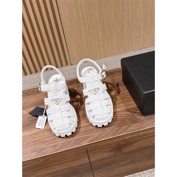 編み込みローマ厚底9㎝高さ Prada 26ss プラダサンダルレディースコピー 履き心地