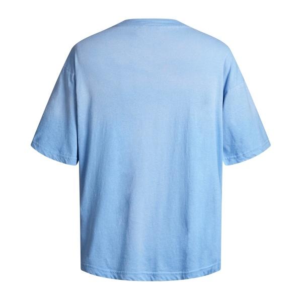 ACNE STUDIOS アクネストゥディオズ 2026 STOCKHOLM ロゴプリント アイスブルー 半袖Tシャツ ウォッシュ加工 ルーズフィット クルーネック カットソー メンズ レディース