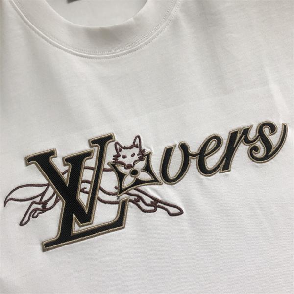 2026新作 Louis Vuitton ルイヴィトン コピー Tシャツ Loversロゴ刺繍 ルーズフィット 人気 メンズ レディース