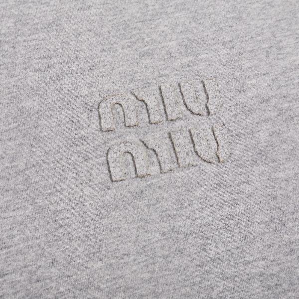 MIU MIU ミュウミュウ 2026 ワンポイント刺繍ロゴ 半袖Tシャツ ミニマル クルーネック コットン カジュアル トップス メンズ レディース