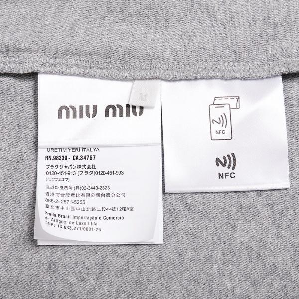 MIU MIU ミュウミュウ 2026 ワンポイント刺繍ロゴ 半袖Tシャツ ミニマル クルーネック コットン カジュアル トップス メンズ レディース