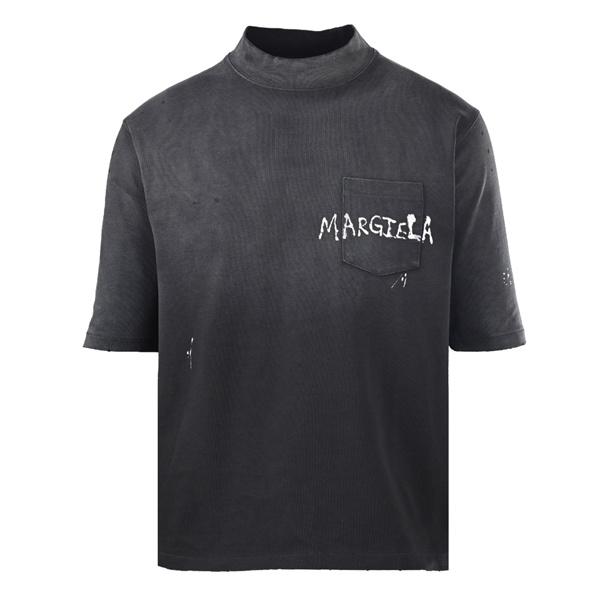 ハイネック半袖 Vintage加工 ダメージ風 Maison Margiela メゾンマルジェラ コピー Tシャツ モードストリート