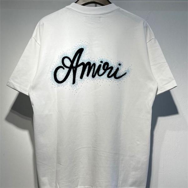 AMIRI アミリ 2026 クリスタルロゴ 半袖Tシャツ ラインストーン装飾 フロッキープリント オーバーサイズ ストリート ラグジュアリー メンズ レディース