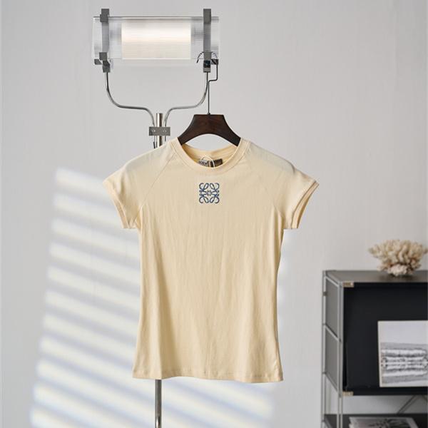 ワンポイント刺繍 コンパクト襟 きれいめ日常 激安 LOEWE ロエベ コピー Tシャツ レディース