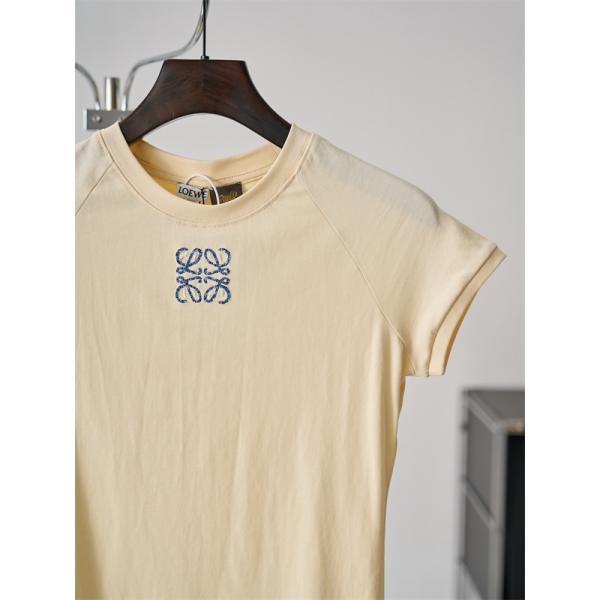 ワンポイント刺繍 コンパクト襟 きれいめ日常 激安 LOEWE ロエベ コピー Tシャツ レディース