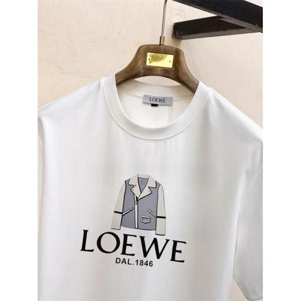 ジャケット柄ロゴ LOEWE ロエベ コピー Tシャツ メンズ グラフィックロゴ 半袖 2026新作風 映える人気トップス
