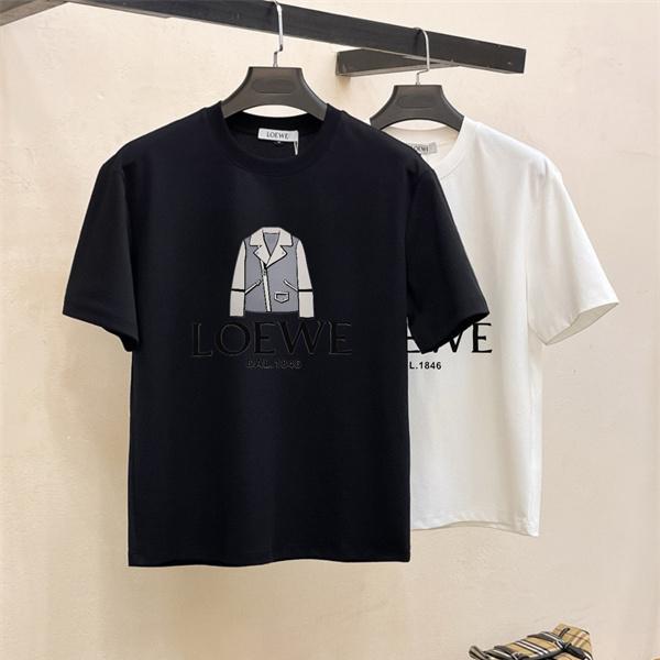 ジャケット柄ロゴ LOEWE ロエベ コピー Tシャツ メンズ グラフィックロゴ 半袖 2026新作風 映える人気トップス