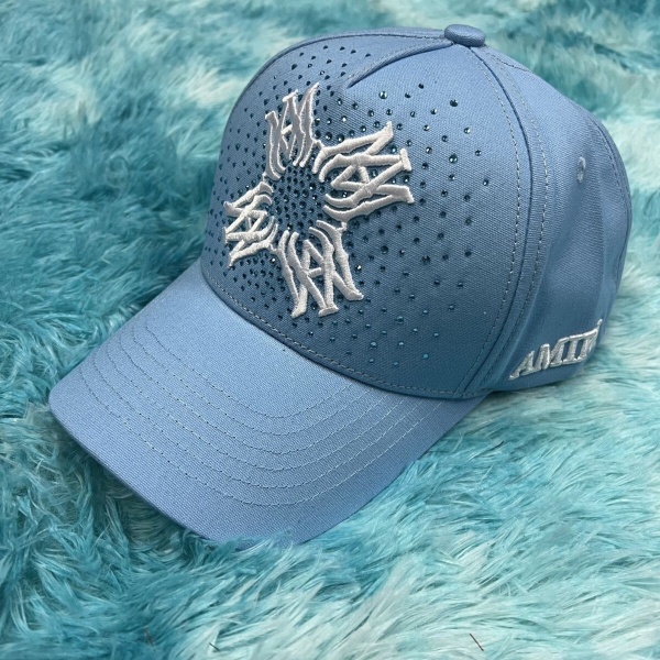 AMIRI アミリ スターモノグラム刺繍 キャップ ラインストーンアクセント 立体エンブロイダリー カジュアルストリート フリーサイズ
