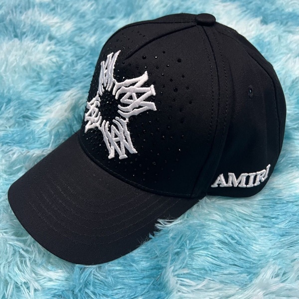AMIRI アミリ スターモノグラム刺繍 キャップ ラインストーンアクセント 立体エンブロイダリー カジュアルストリート フリーサイズ