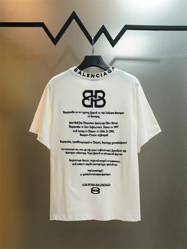 ロゴ刺繍 半袖 メンズ 人気アイテム シンプルデザイン BALENCIAGA バレンシアガ コピー Tシャツ 定番人気