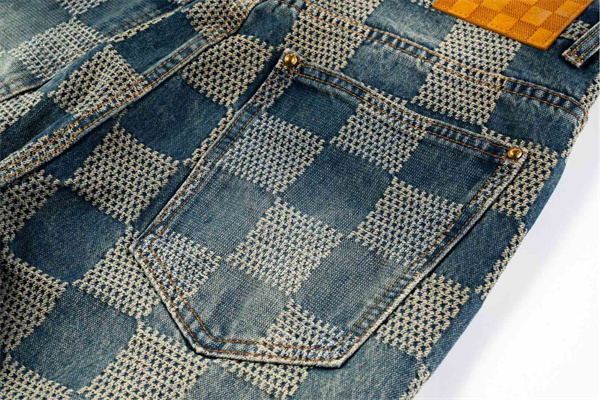 ダミエ柄 メンズ 総柄デザイン 着映え ストリートファッション LOUIS VUITTON ルイヴィトン コピー デニムパンツ